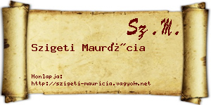 Szigeti Maurícia névjegykártya